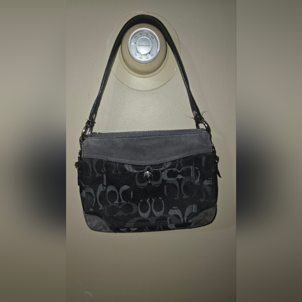 COACH Chelsea optic signature logo suede / leather trim